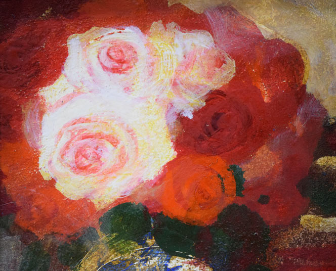 清原啓一「薔薇図」油絵・SM 拡大画像1