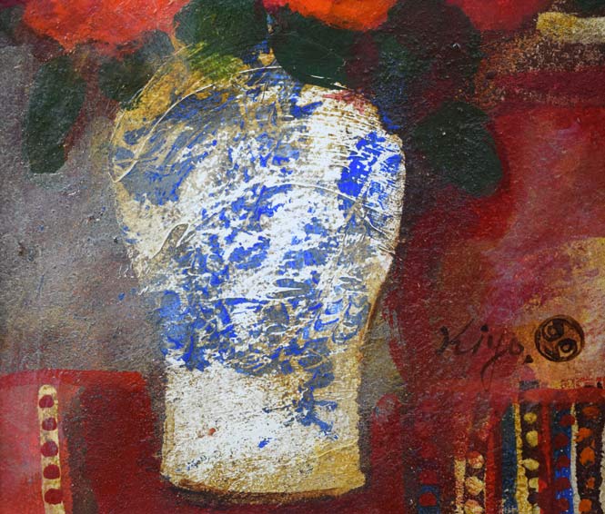 清原啓一「薔薇図」油絵・SM 拡大画像2