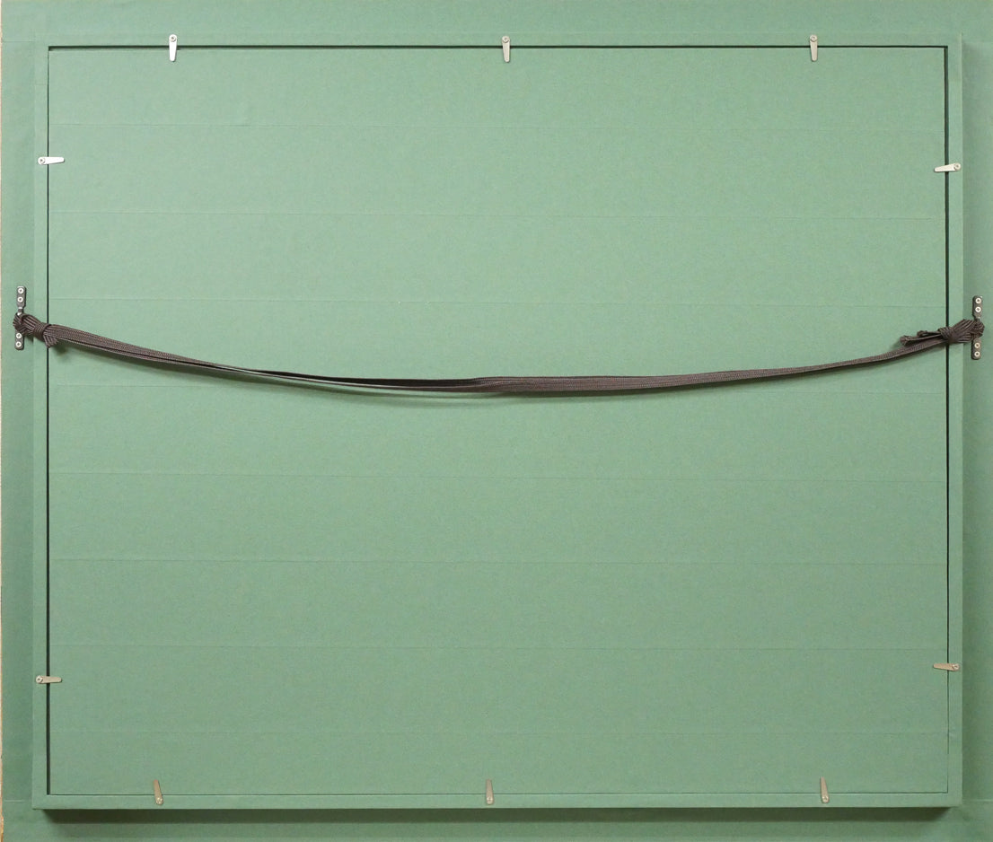 小荒井克己「石狩川初冬」油絵・F15号 額縁裏側画像