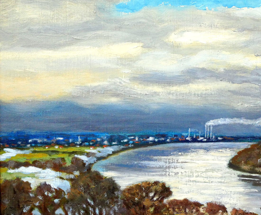 小荒井克己「石狩川初冬」油絵・F15号 拡大画像1