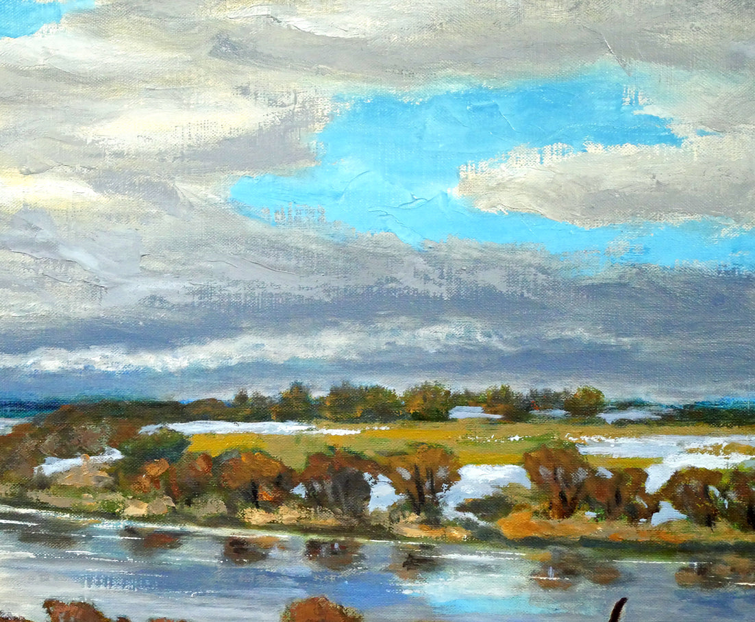 小荒井克己「石狩川初冬」油絵・F15号 拡大画像2