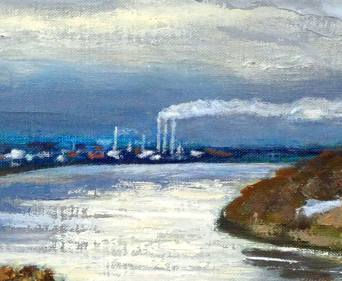 小荒井克己「石狩川初冬」油絵・F15号 拡大画像5