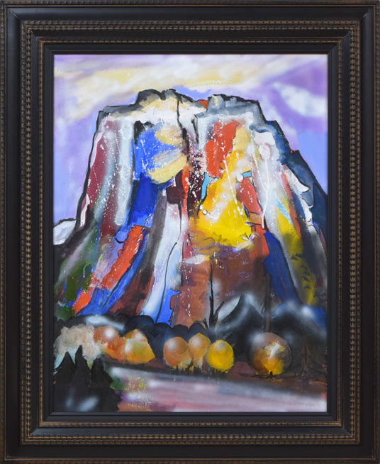 小林さと枝「白雲のある羊蹄山」ガッシュ・P15号