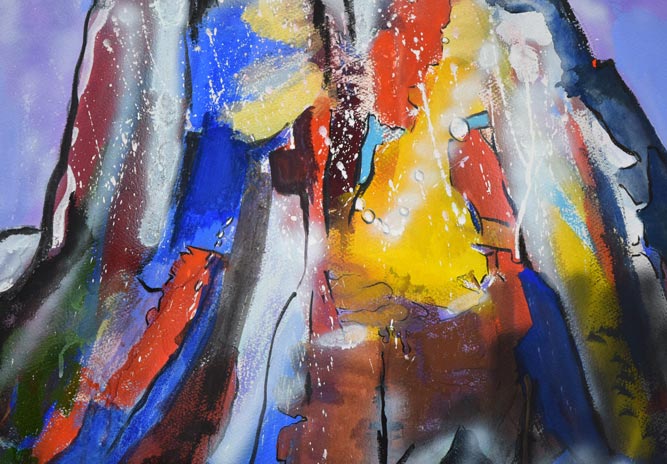 小林さと枝「白雲のある羊蹄山」ガッシュ・P15号 拡大画像2