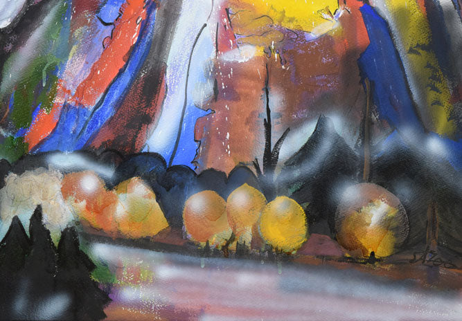 小林さと枝「白雲のある羊蹄山」ガッシュ・P15号 拡大画像3