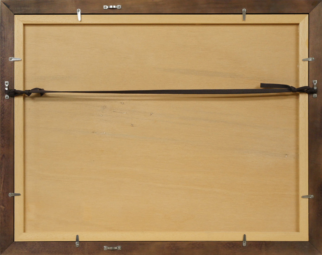 小林清親「新橋ステンション(東京名所図)」木版画 額縁裏側画像