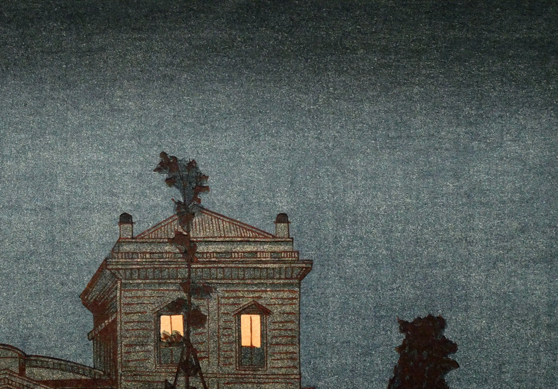 小林清親「新橋ステンション(東京名所図)」木版画 拡大画像2