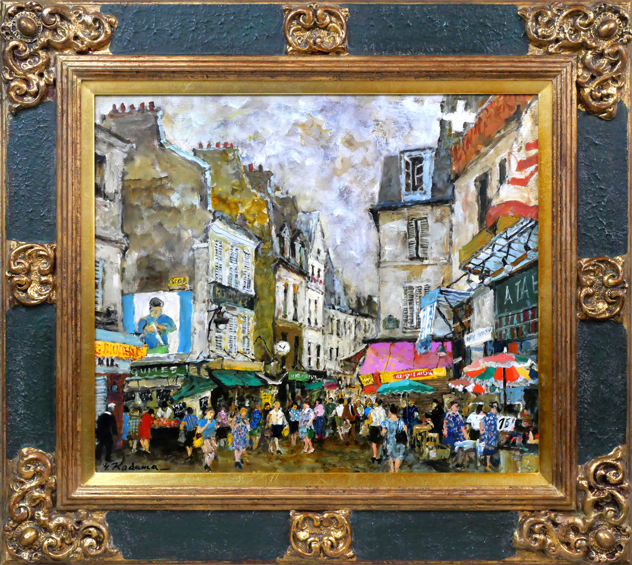 児玉幸雄「パリーの朝市」油絵・F10号