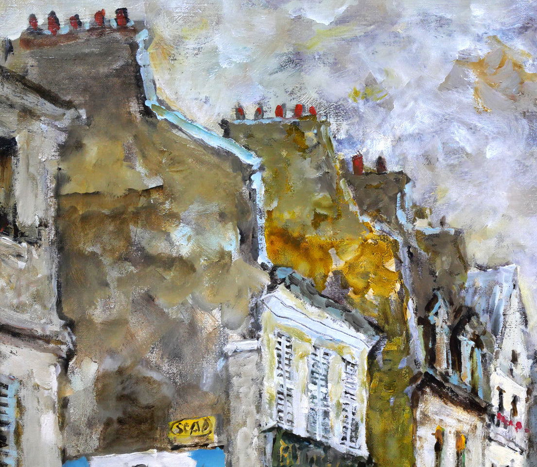 児玉幸雄「パリーの朝市」油絵・F10号 拡大画像1