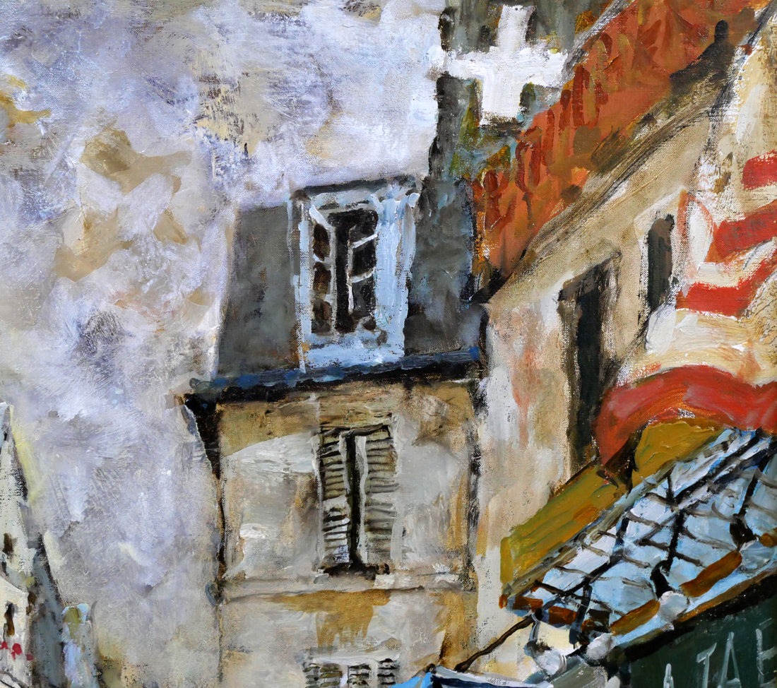 児玉幸雄「パリーの朝市」油絵・F10号 拡大画像2