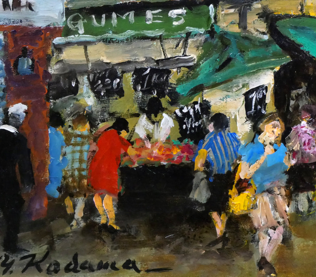 児玉幸雄「パリーの朝市」油絵・F10号 拡大画像6