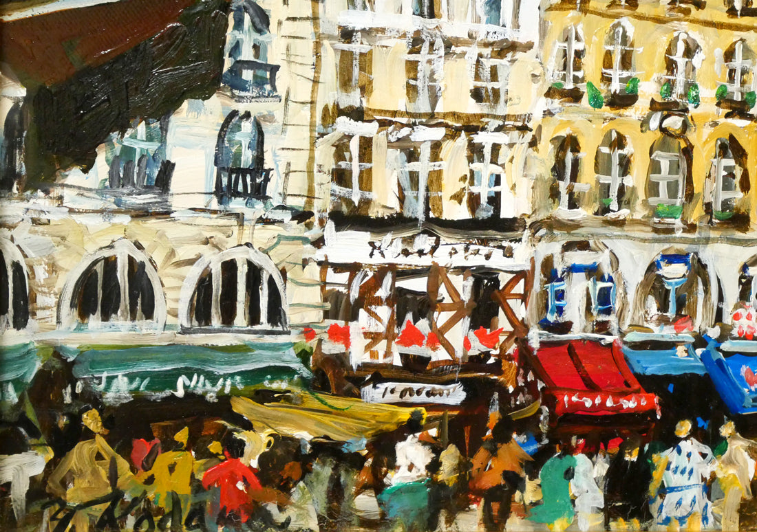 児玉幸雄「セーヌ通りの朝市(パリ)」油絵・F4号 拡大画像3