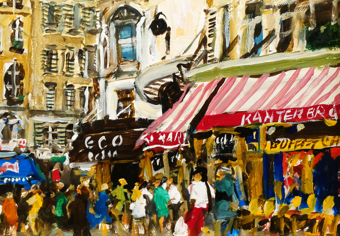 児玉幸雄「セーヌ通りの朝市(パリ)」油絵・F4号 拡大画像4