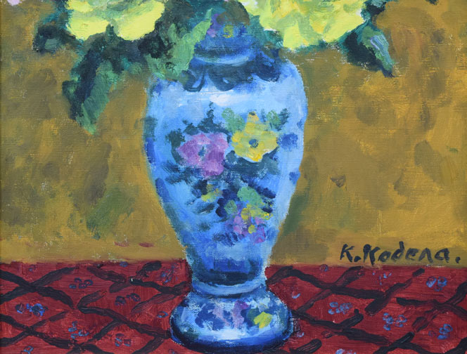 小寺健吉「スペイン壺のばら」油絵・F6号 拡大画像4