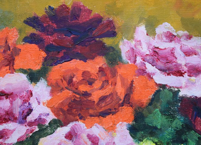 小寺健吉「スペイン壺のばら」油絵・F6号 拡大画像2