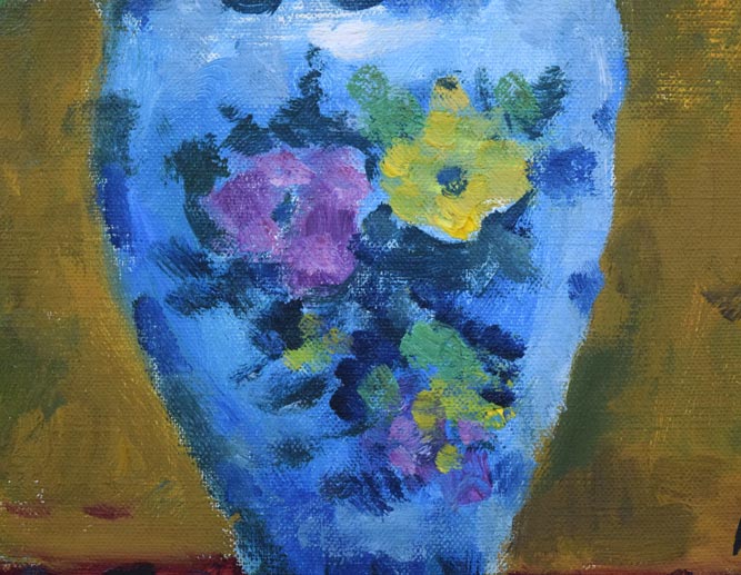 小寺健吉「スペイン壺のばら」油絵・F6号 拡大画像5