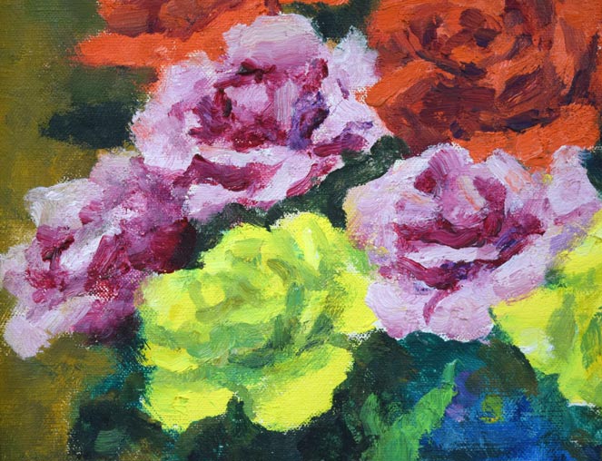 小寺健吉「スペイン壺のばら」油絵・F6号 拡大画像3