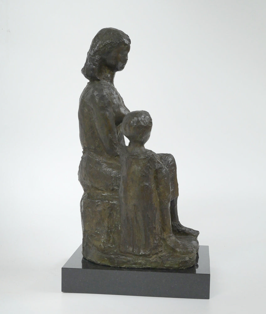 古賀忠雄「語らい」ブロンズ作品・共箱 全体画像3