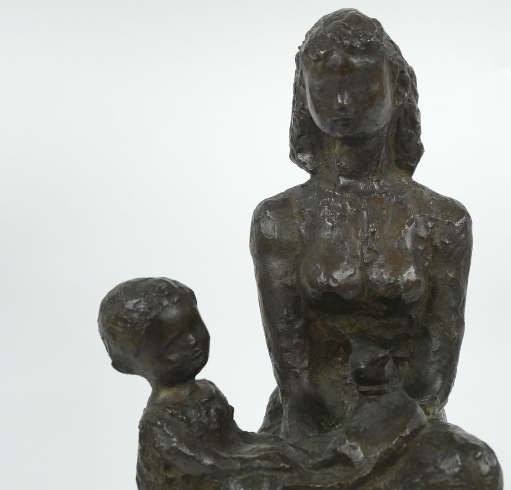 古賀忠雄「語らい」ブロンズ作品・共箱 拡大画像1