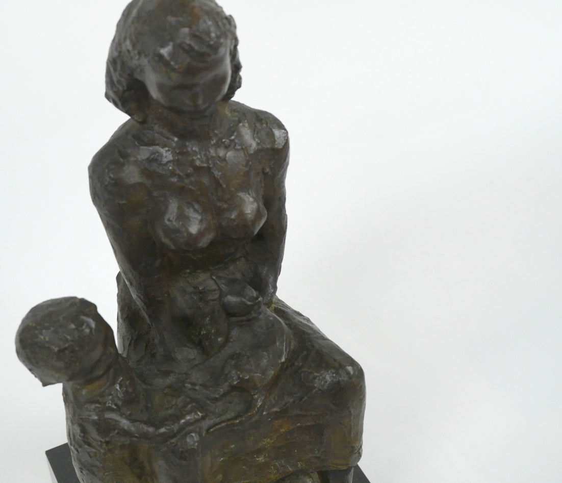 古賀忠雄「語らい」ブロンズ作品・共箱