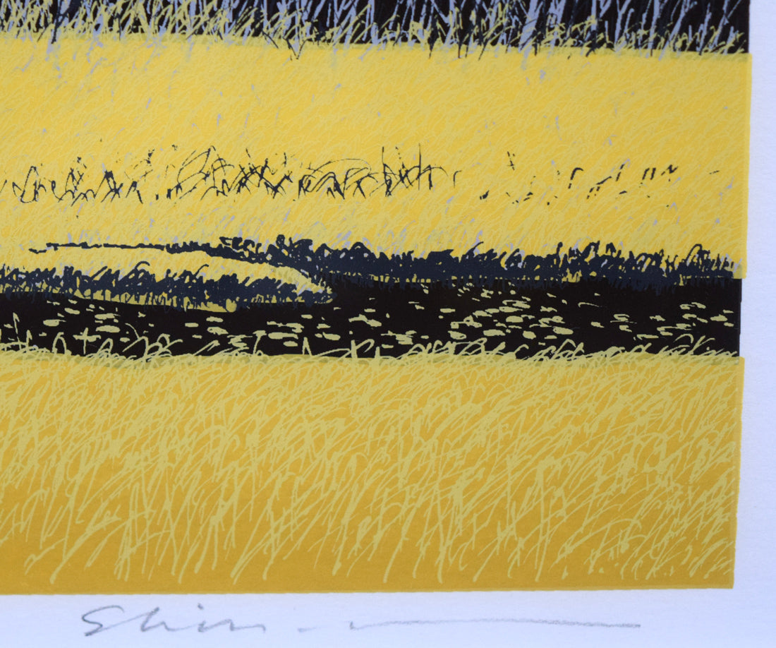 小暮真望「拠水林の四季(秋)」シルクスクリーン版画 本人直筆鉛筆サイン