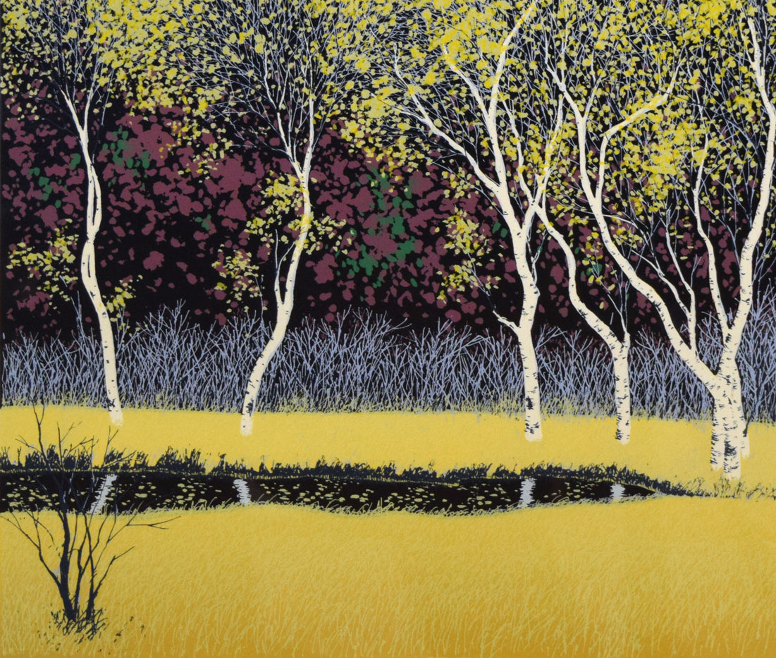 小暮真望「拠水林の四季(秋)」シルクスクリーン版画 拡大画像3