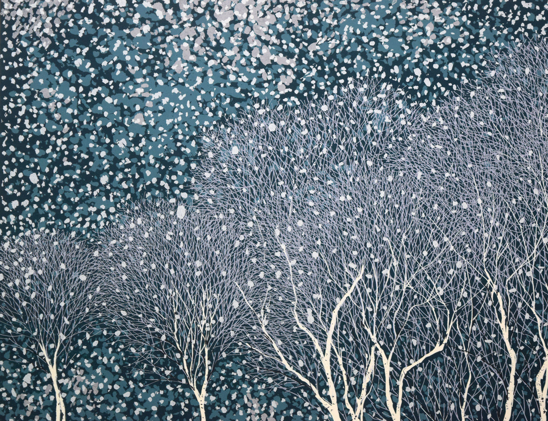 小暮真望「拠水林の四季(冬)」シルクスクリーン版画 拡大画像1