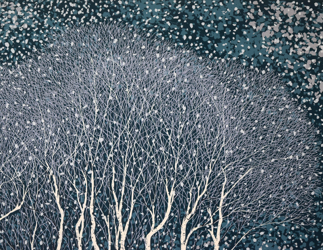 小暮真望「拠水林の四季(冬)」シルクスクリーン版画 拡大画像2