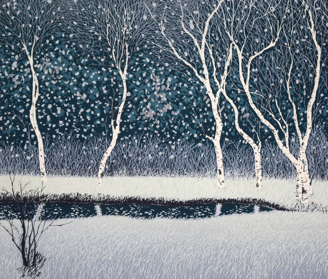 小暮真望「拠水林の四季(冬)」シルクスクリーン版画 拡大画像3