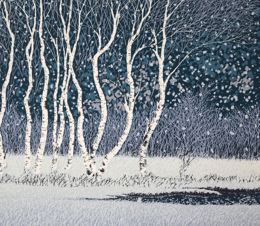 小暮真望「拠水林の四季(冬)」シルクスクリーン版画 拡大画像4