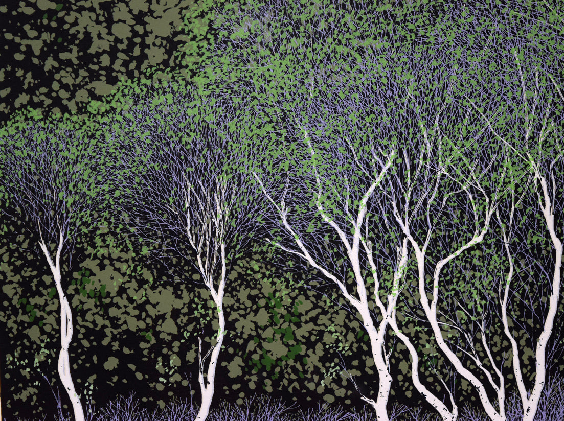 小暮真望「拠水林の四季(春)」シルクスクリーン版画 拡大画像1