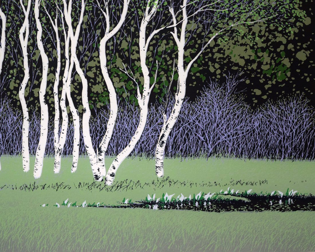 小暮真望「拠水林の四季(春)」シルクスクリーン版画 拡大画像4