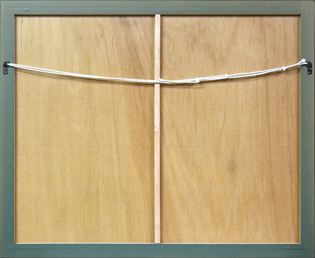 小暮真望「拠水林の四季(春)」シルクスクリーン版画 額縁裏側画像