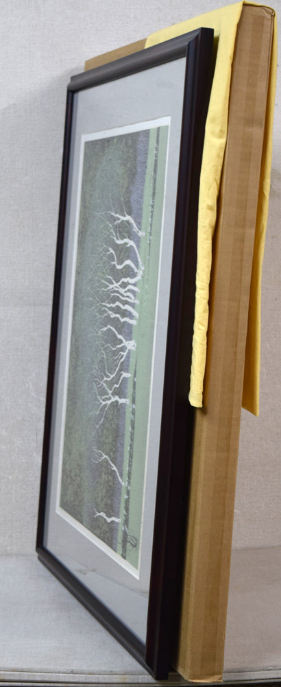 小暮真望「拠水林の四季(春)」シルクスクリーン版画 付属品画像(黄袋、差し箱)