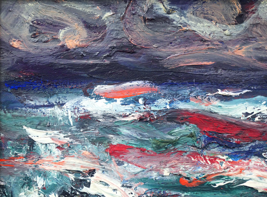 小泉清「波(海)」油絵・P10号 拡大画像1