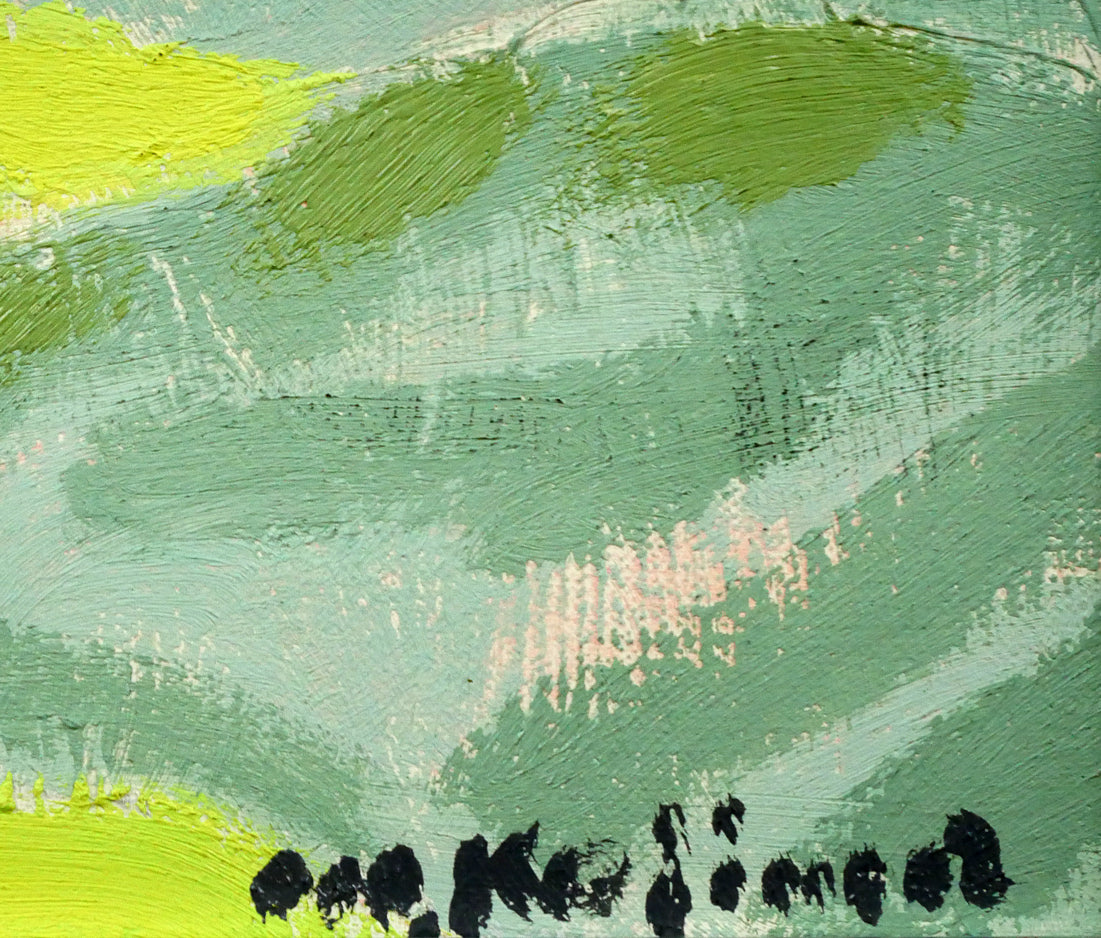 小島真佐吉「芦ノ湖遠望(乙女峠ヨリ)」油絵・F3号 サイン拡大画像