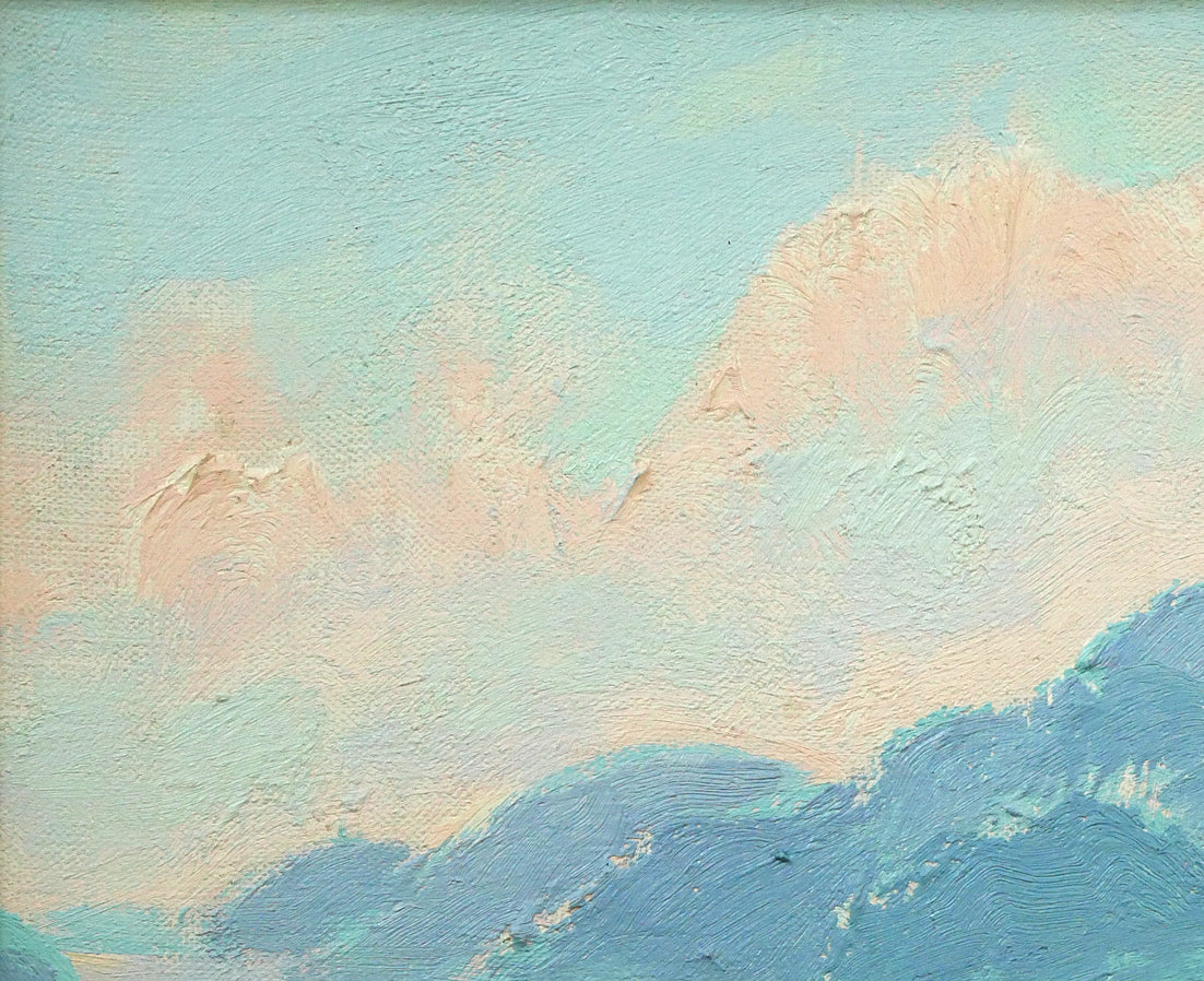 小島真佐吉「芦ノ湖遠望(乙女峠ヨリ)」油絵・F3号 拡大画像1