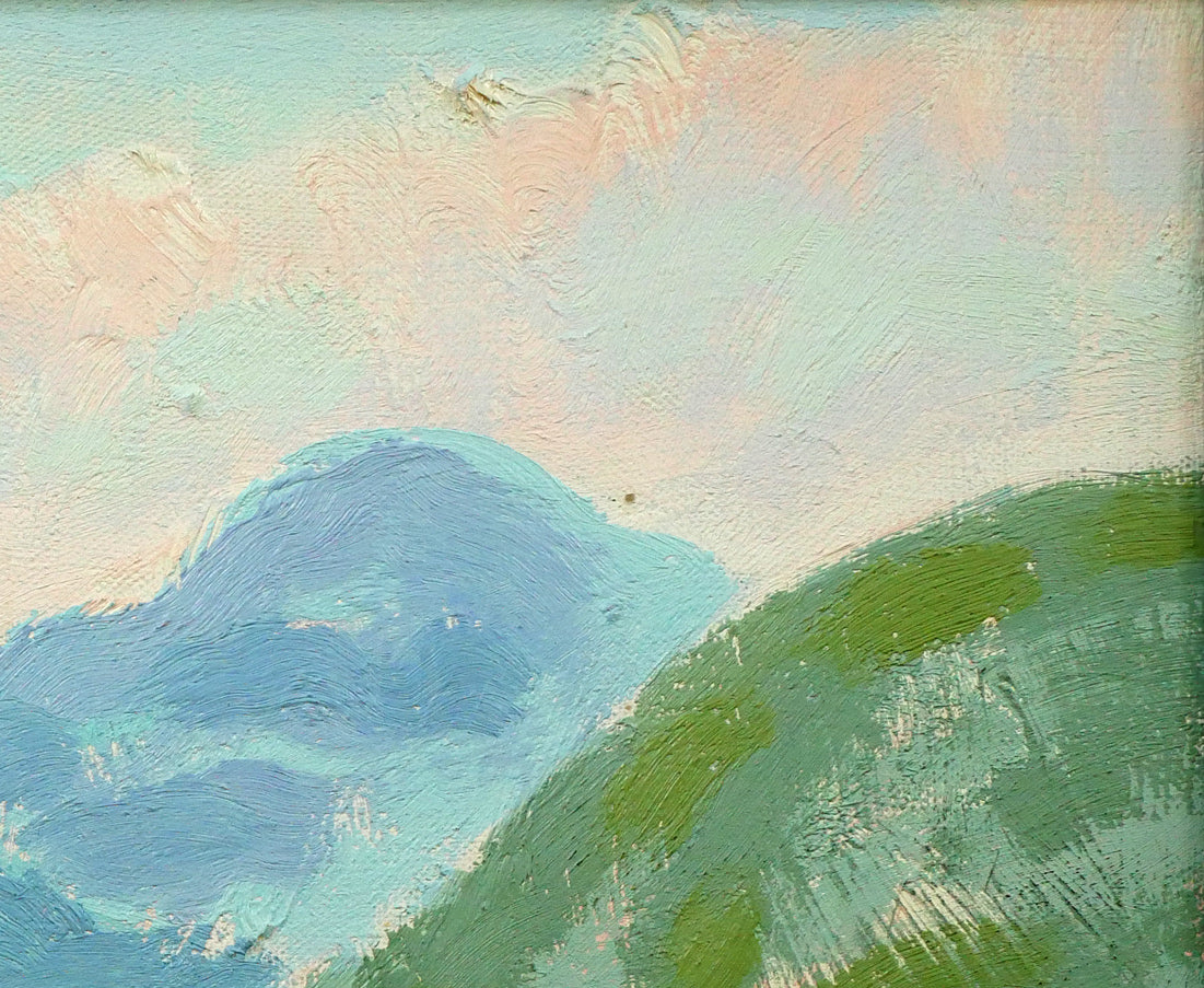 小島真佐吉「芦ノ湖遠望(乙女峠ヨリ)」油絵・F3号 拡大画像2