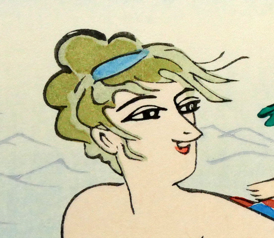 小島功「薫風(水辺有情)」木版画 拡大画像2