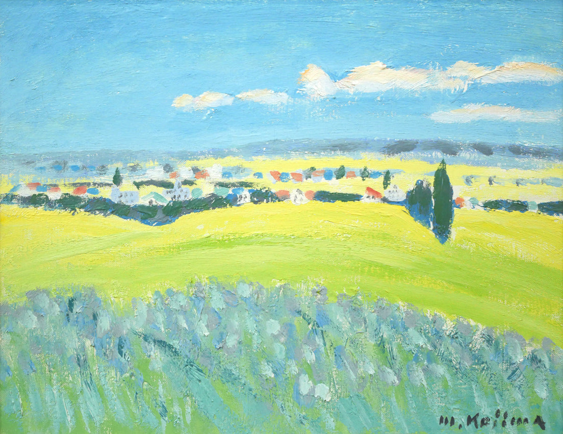 小島真佐吉「月寒羊ケ丘(札幌)」油絵・F6号 作品全体拡大画像