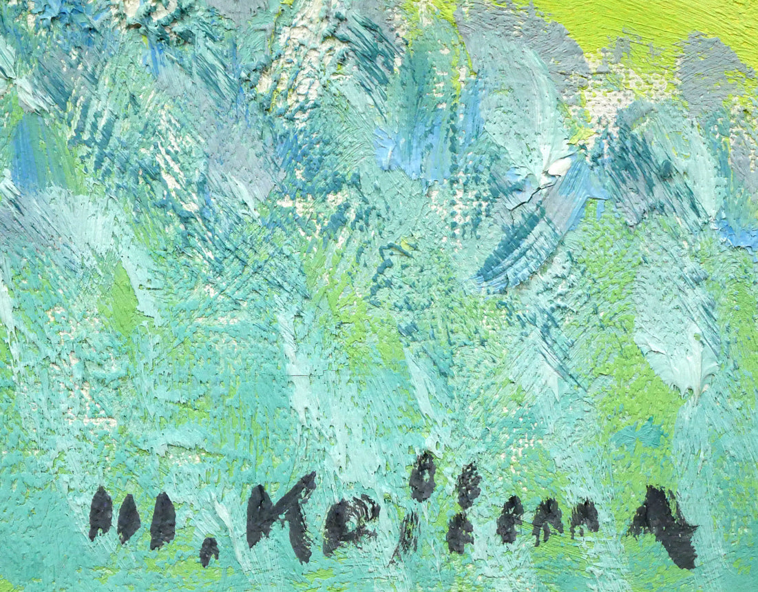 小島真佐吉「月寒羊ケ丘(札幌)」油絵・F6号 サイン拡大画像