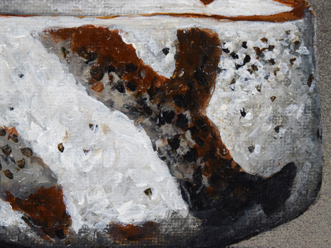 小阪正次「志野茶碗とほうずき」油絵・SM 拡大画像3