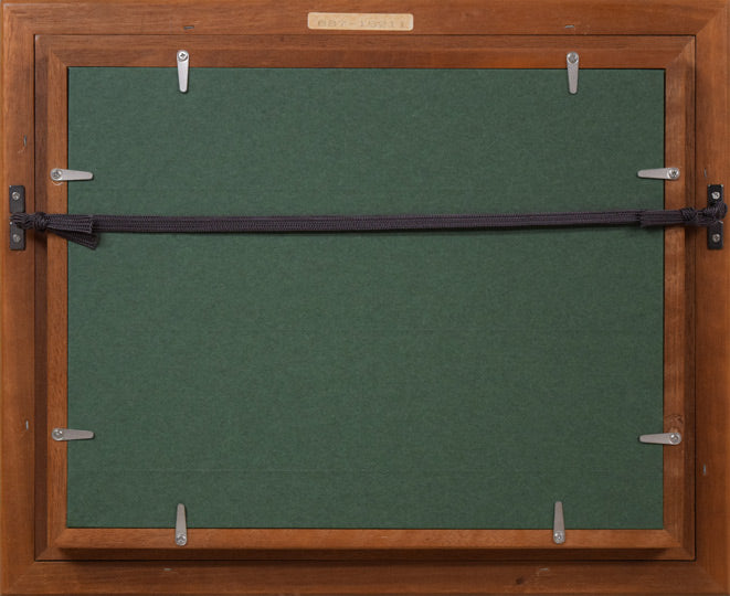 小阪正次「志野茶碗とほうずき」油絵・SM 額縁裏側画像