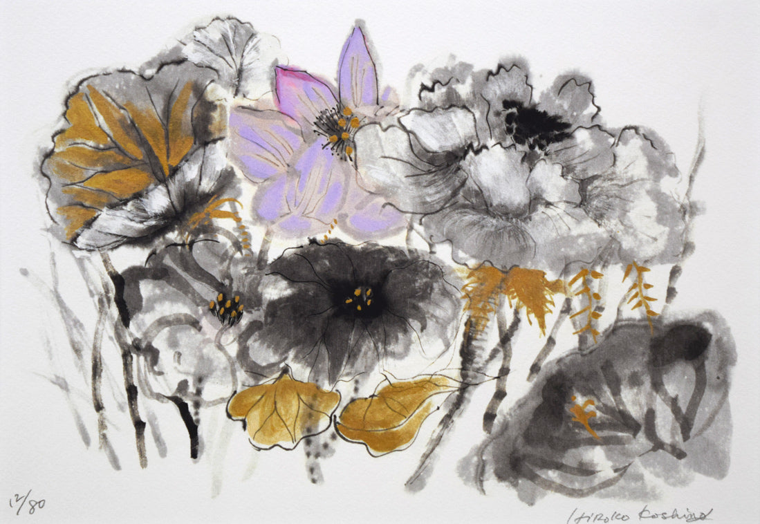 小篠弘子(コシノヒロコ)「花」版画 作品全体拡大画像