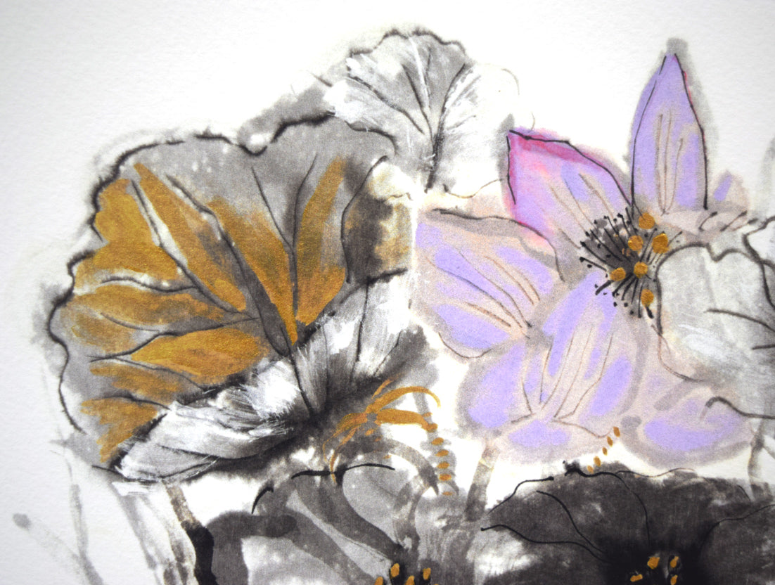 小篠弘子(コシノヒロコ)「花」版画 拡大画像1