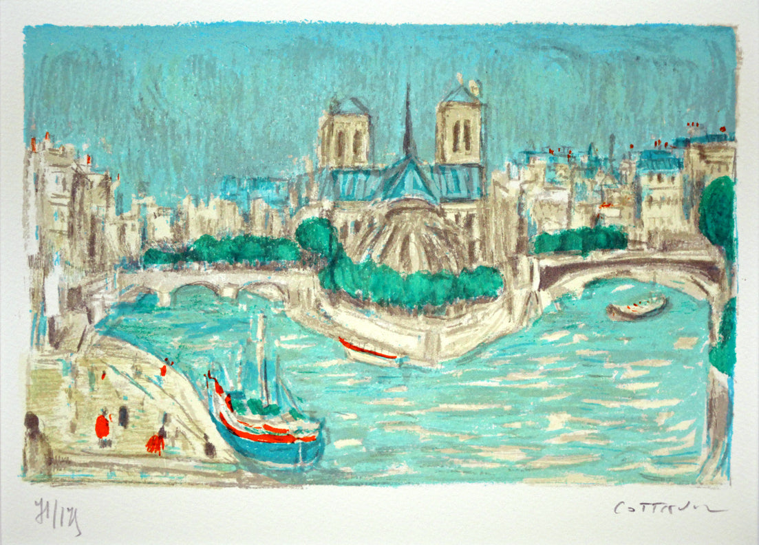 アンドレ コタボ(Andre COTTAVOZ)「ノートルダム大聖堂(パリ)」リトグラフ 作品全体拡大画像