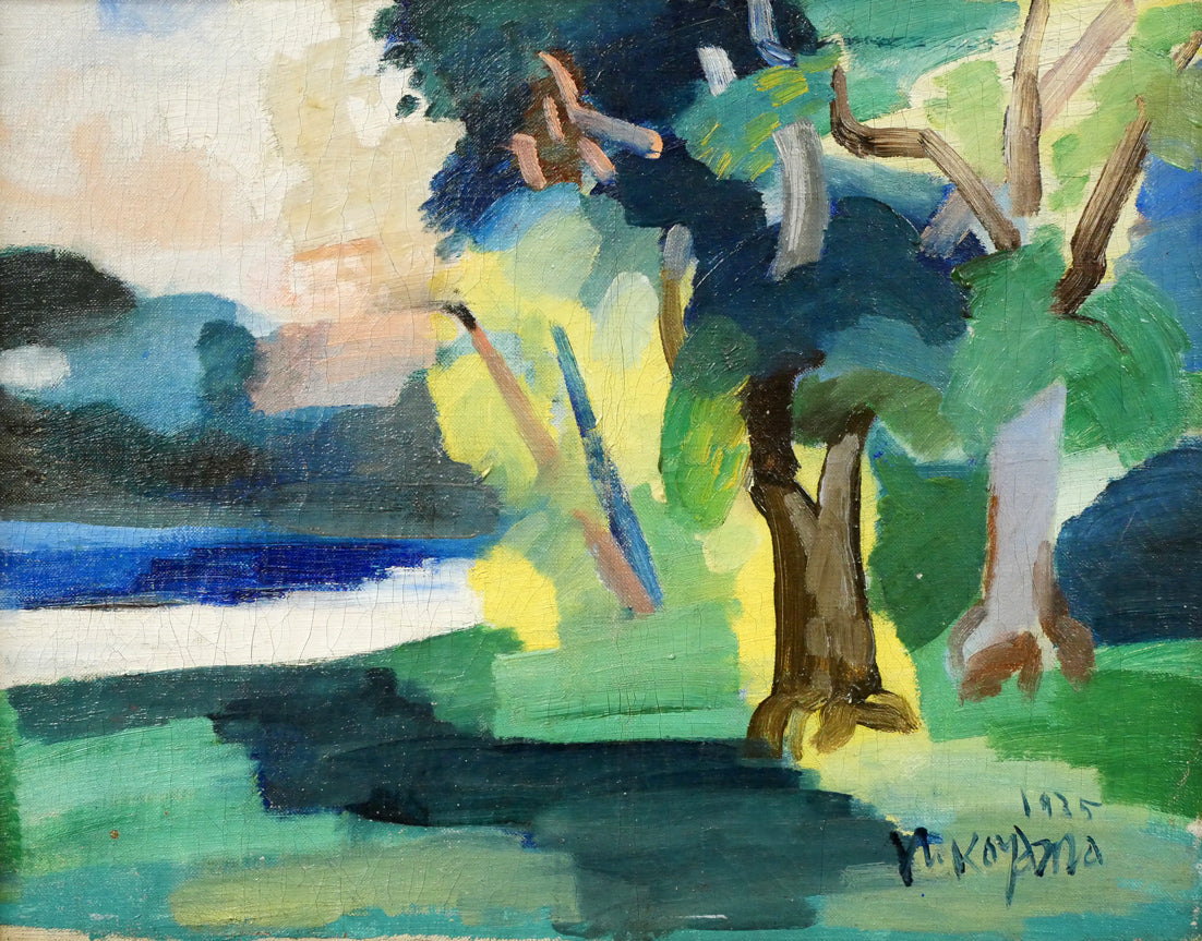 小山昇「風景」油絵・F6号 作品全体画像