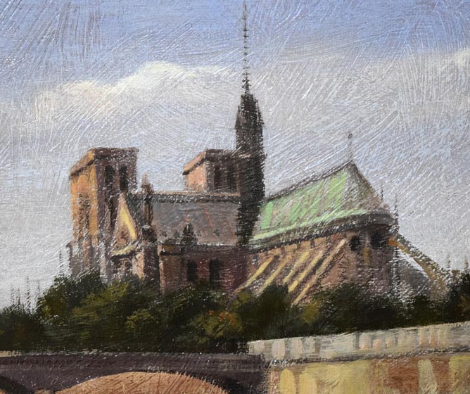 久保博孝「ノートルダム寺院(パリ)」油絵・F4号 拡大画像5