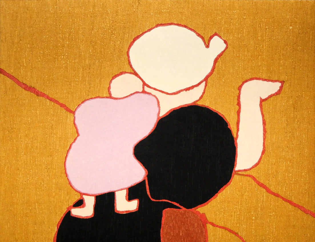 熊谷守一「種まき」木版画 拡大画像1