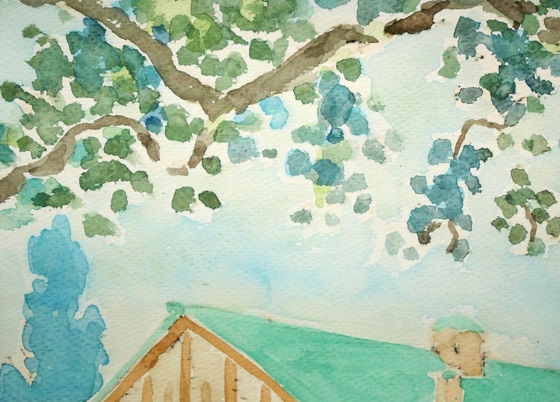 国松登「北大第二農場・種牛舎」水彩画・4号 拡大画像1